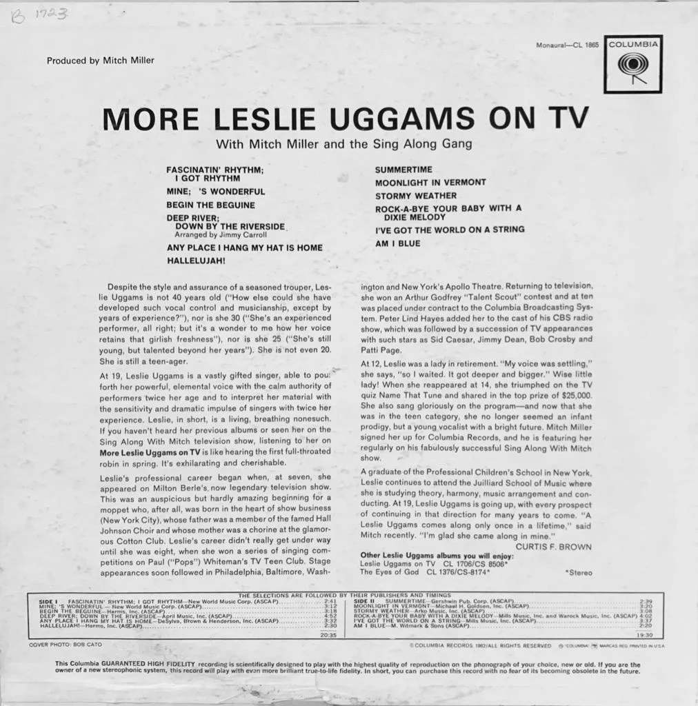LESLIE UGGAMS HAND SIGNED AUTOGRAPH LP ALBUM w/SIGNED CARD, изображение 2
