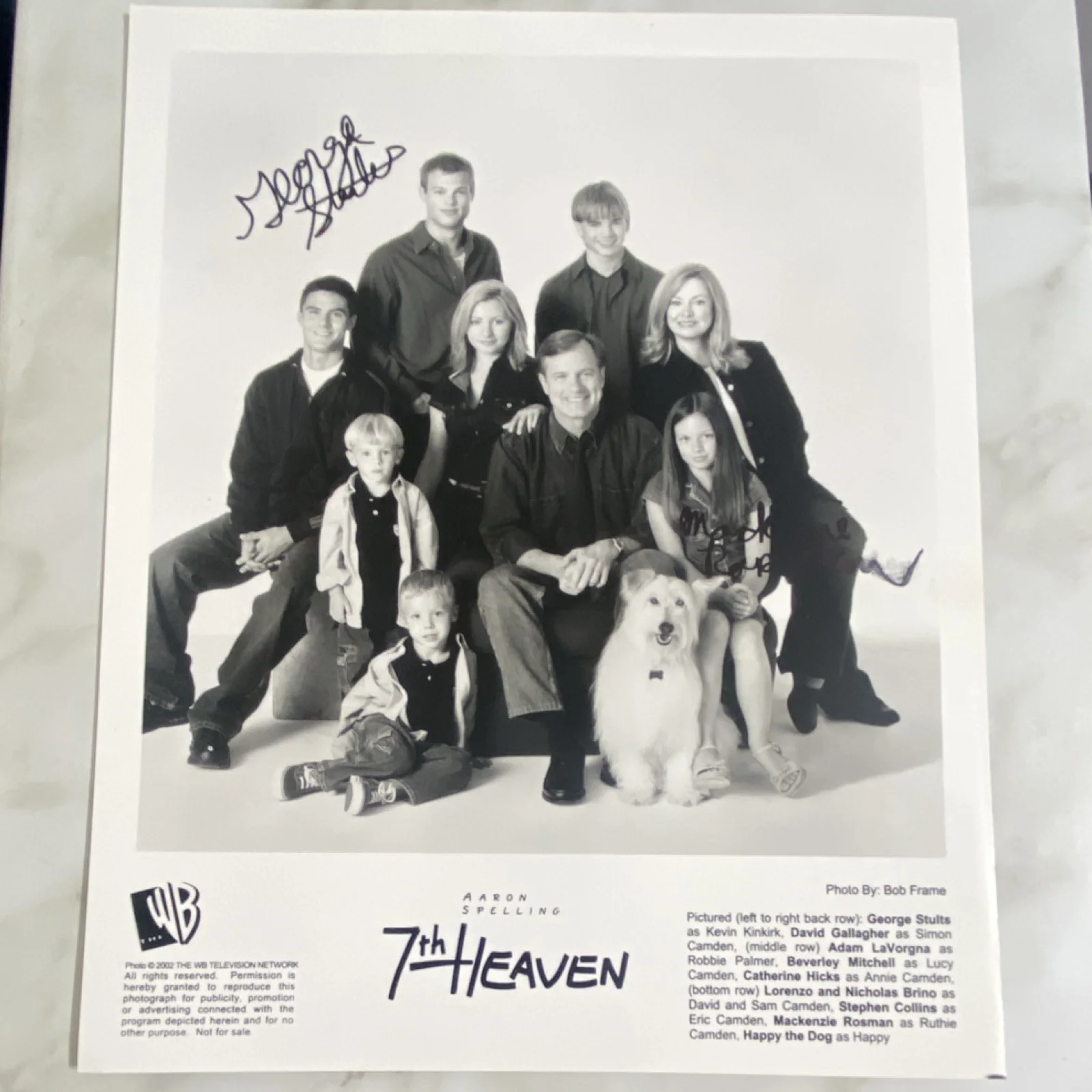 George Stults — 7th Heaven Original Cast Photo Signed by George Stults and Mackenzie Rosman