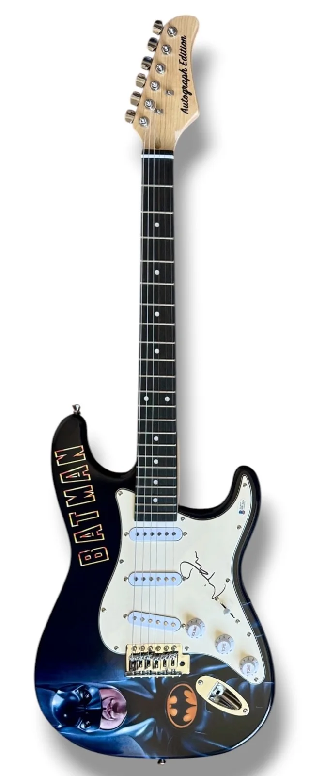 Michael Keaton, Jack Nicholson — Michael Keaton & Jack Nicholson Signed Guitar Set of 2 JSA COA Batman The Joker, image 4