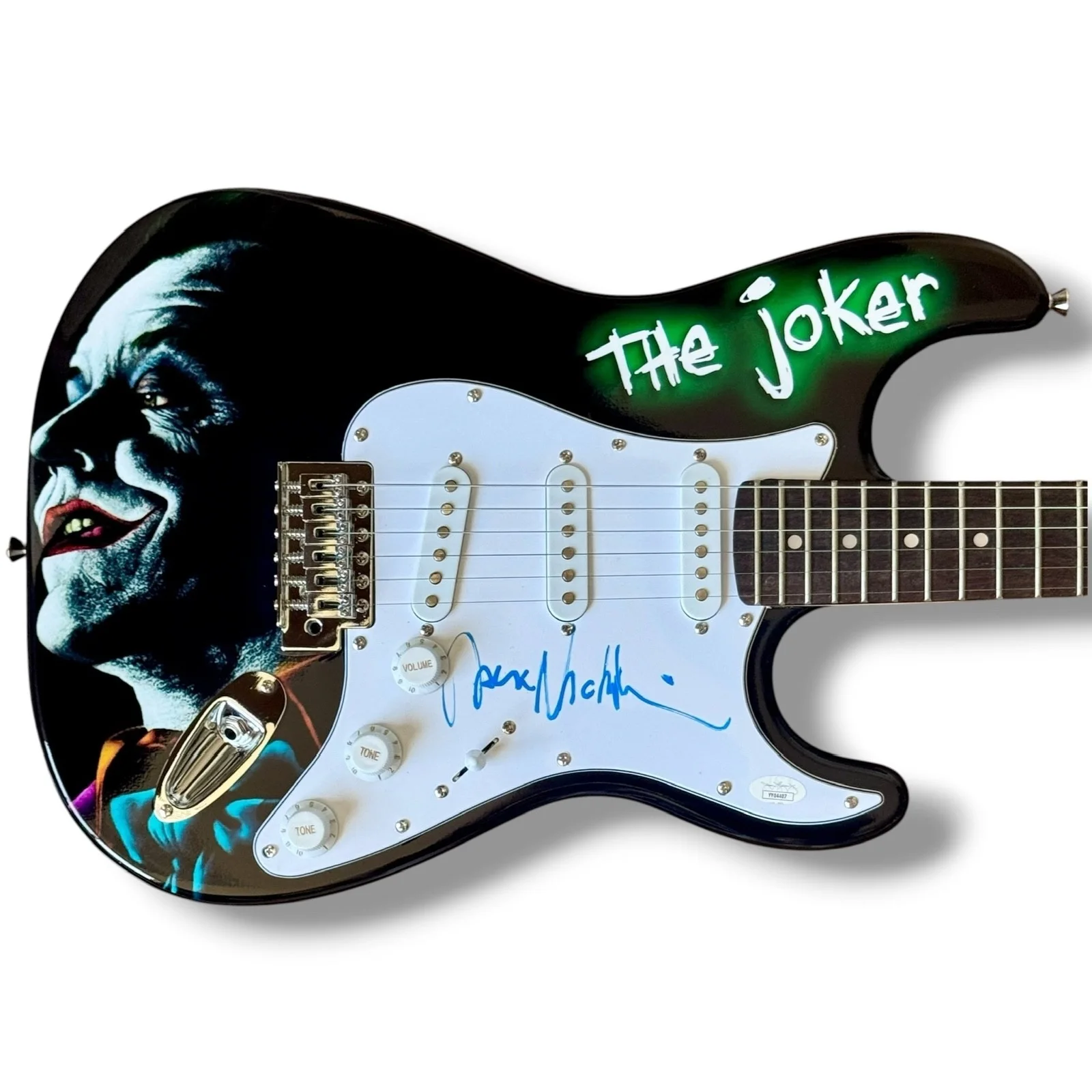 Michael Keaton, Jack Nicholson — Michael Keaton & Jack Nicholson Signed Guitar Set of 2 JSA COA Batman The Joker, image 5