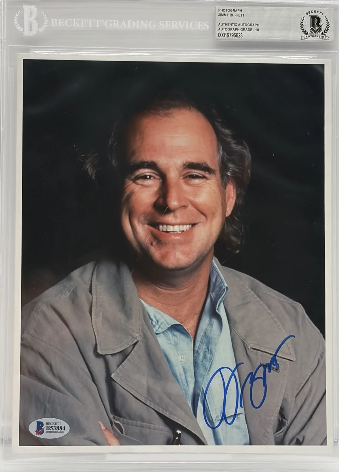 Jimmy Buffett — Jimmy Buffett Signed Encapsulated 8x10 Photo BAS Beckett Autograph Grade 10 Rare