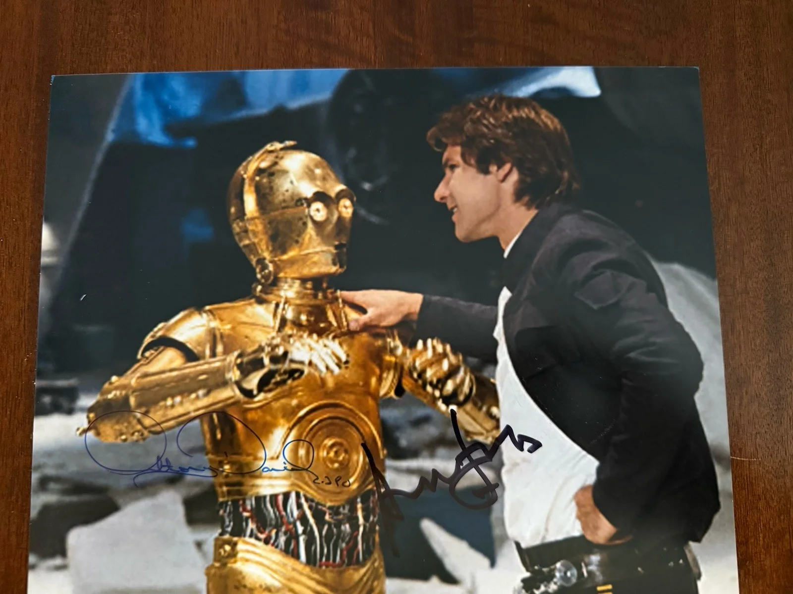 HARRISON FORD & ANTHONY DANIELS HAND SIGNED STAR WARS AUTOGRAPH BECKETT BAS LOA, image 2