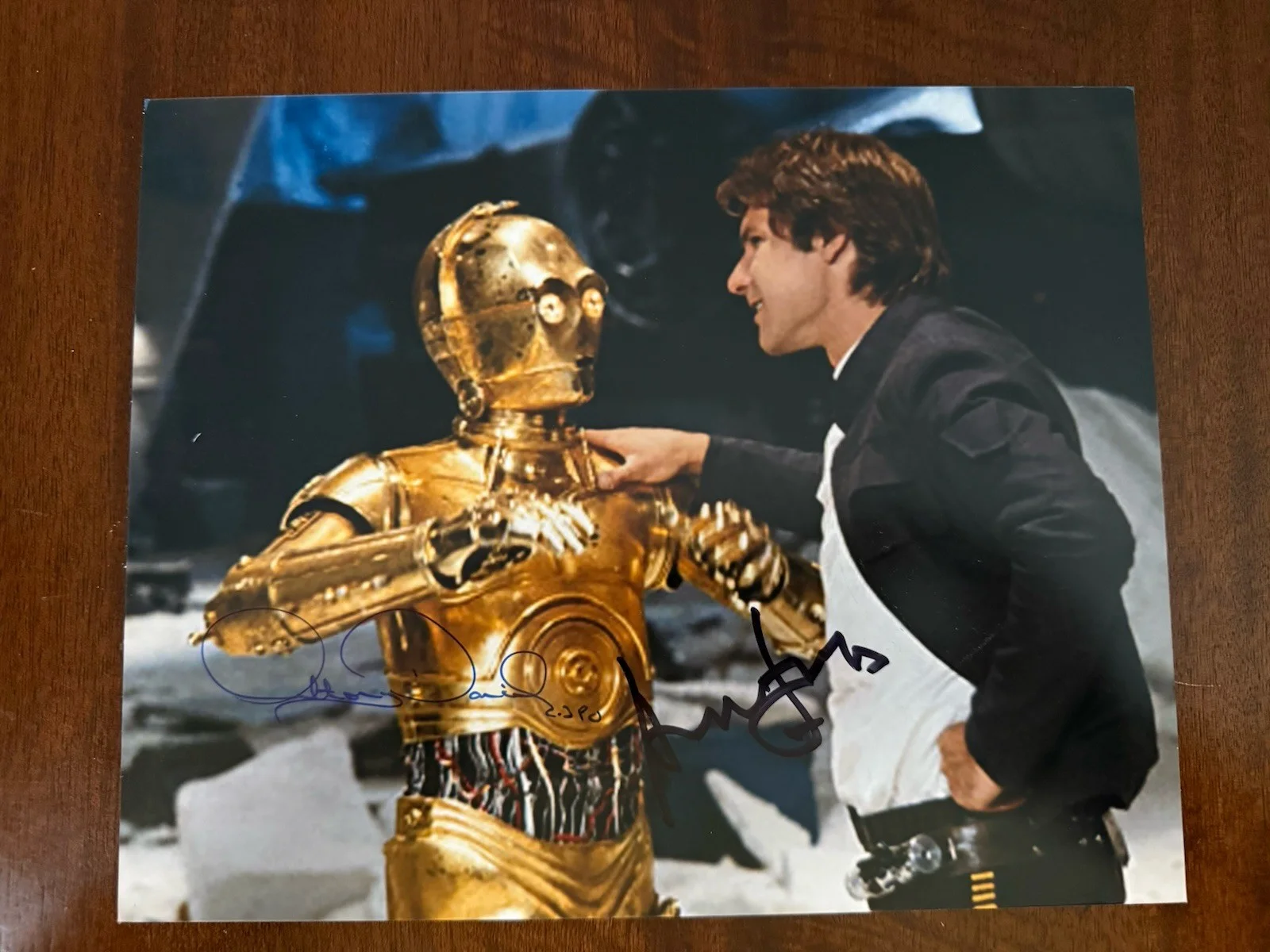 HARRISON FORD & ANTHONY DANIELS HAND SIGNED STAR WARS AUTOGRAPH BECKETT BAS LOA, image 4