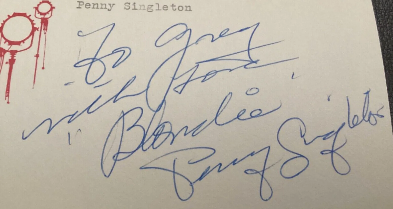 Penny Singleton — Actress PENNY SINGLETON Personally Autographed Signed MOVIE THEATER Card BLONDIE, изображение 2