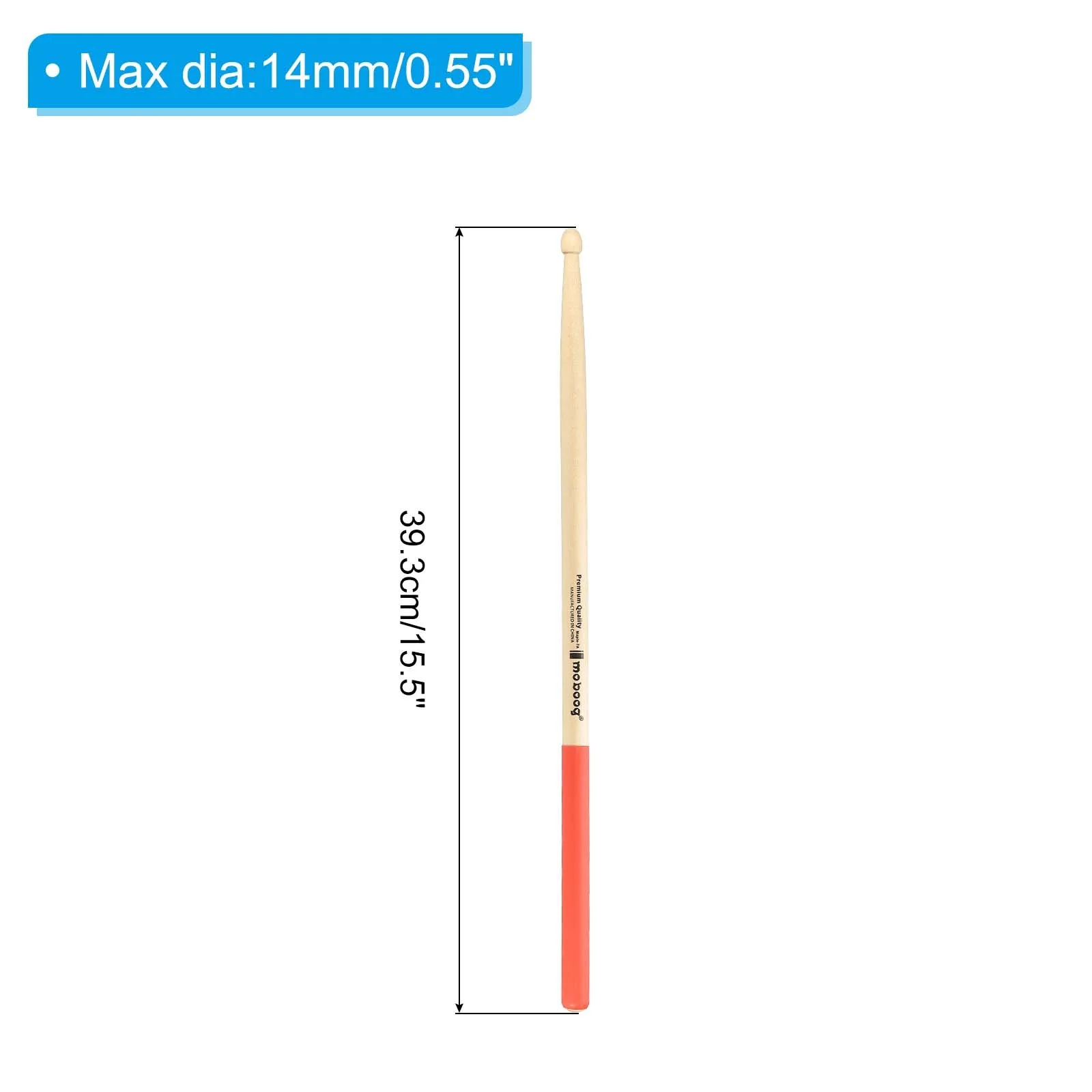 Wood Drumstick Anti Slip Handle Grips Drum Stick Wrap 7A Orange 1 Pair, изображение 2