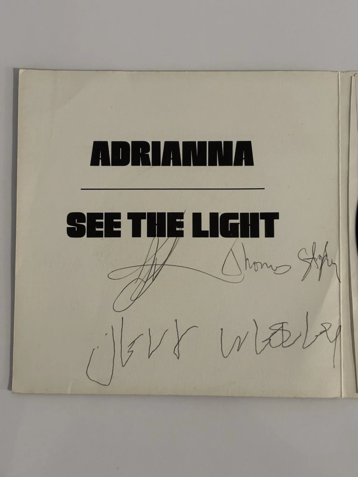 The Jeff Healey Band Adrianna/See The Light 7" Vinyl Signed Autographed JSA COA, изображение 2