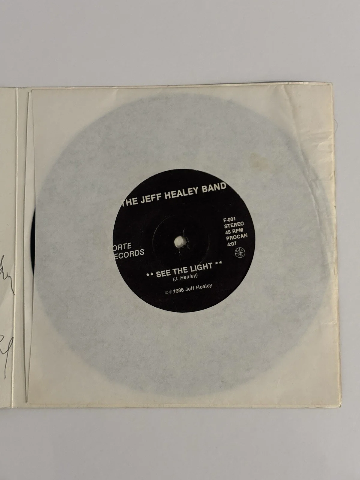 The Jeff Healey Band Adrianna/See The Light 7" Vinyl Signed Autographed JSA COA, изображение 4