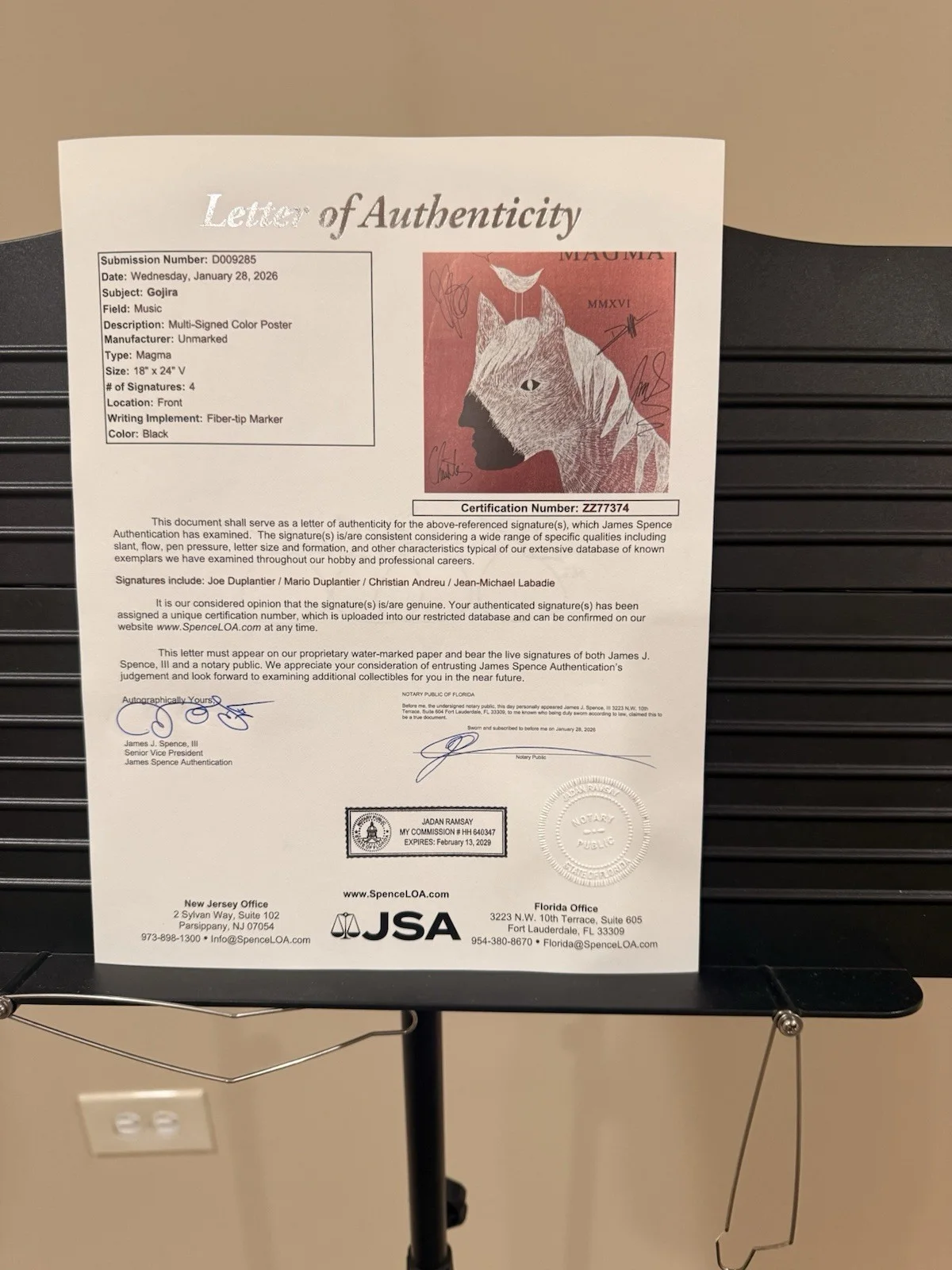 GOJIRA Signed and Authenticated Poster ￼, image 2