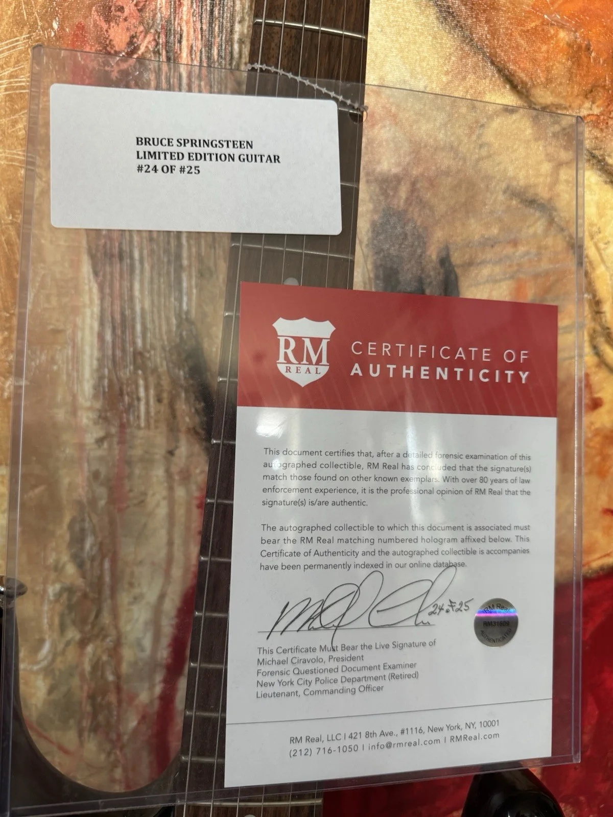 Bruce Springsteen Autographed Limited Edition Guitar #24/25 w COA, image 3