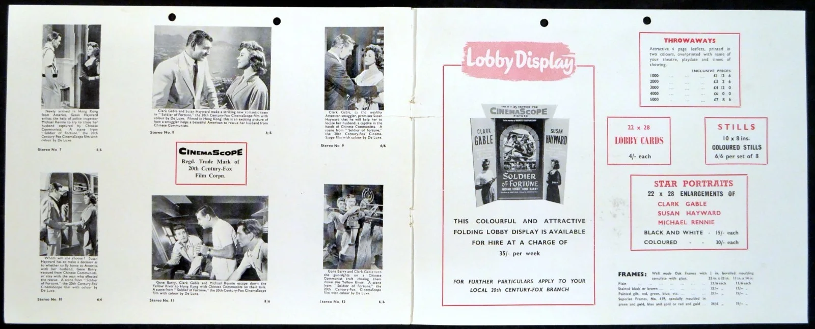 SOLDIER OF FORTUNE 1955 Clark Gable, Susan Hayward, Michael Rennie CAMPAIGN BOOK, изображение 2