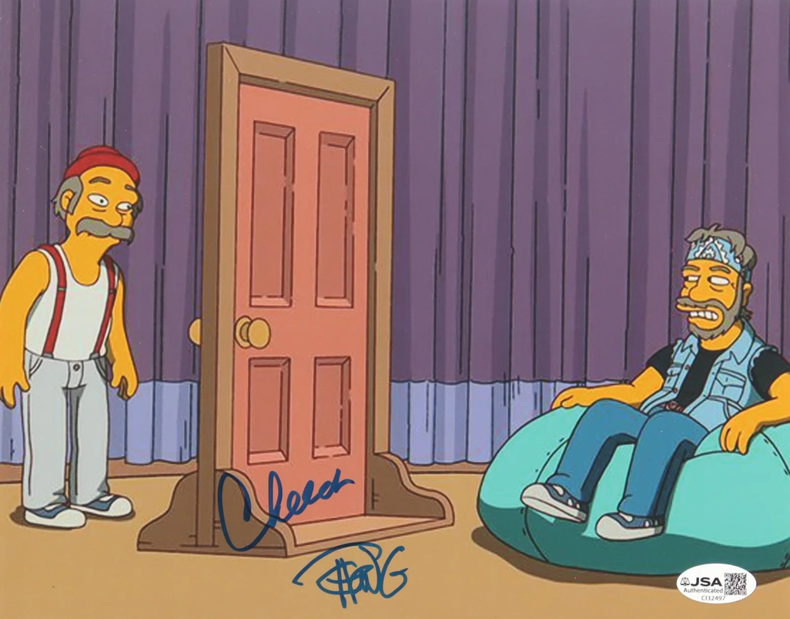 CHEECH MARIN & TOMMY CHONG — CHEECH MARIN & TOMMY CHONG Signed The Simpsons 8x10 Photo JSA COA Autograph