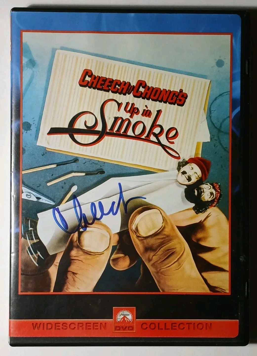 Cheech Marin — Cheech Marin Autographed Marijuana Joint Cheech and Chong Up In Smoke DVD Cover