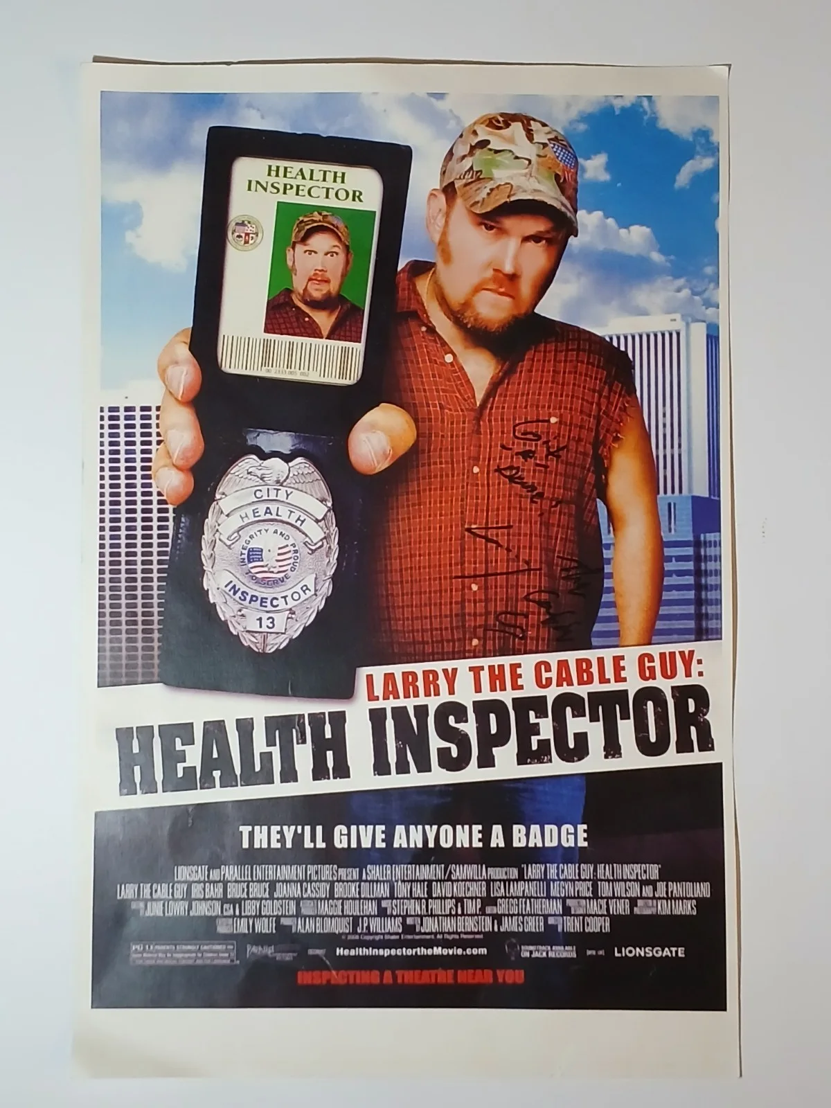 Larry The Cable Guy Autographed Movie Poster Health Inspector 11x17 Signed Auto, изображение 2