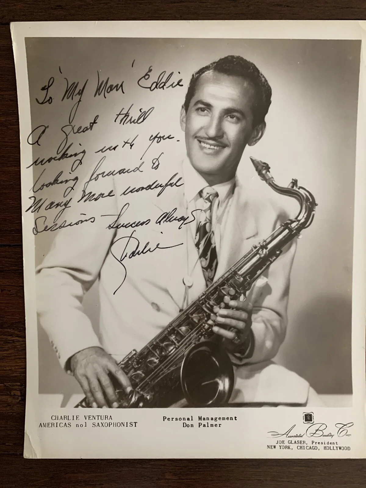 Rare Charlie Ventura Band Leader Saxophone Signed Autographed Photograph Picture, изображение 2