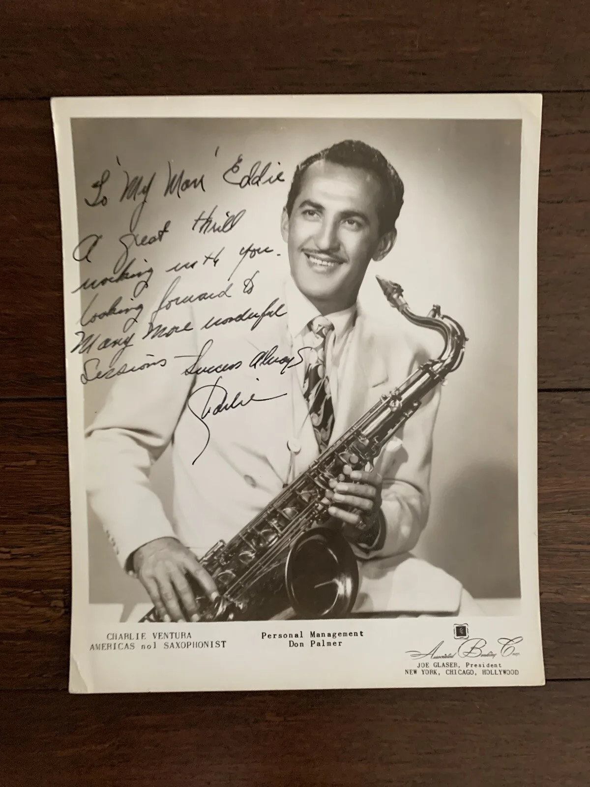 Rare Charlie Ventura Band Leader Saxophone Signed Autographed Photograph Picture, изображение 3