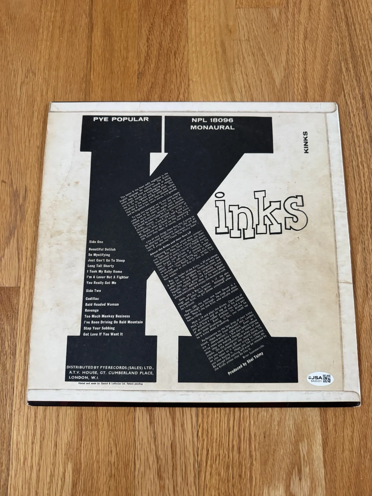 Kinks — Kinks Signed Debut Album JSA Ray Dave Davies Pete Quaife Mick Avory In Ballpoint, изображение 4