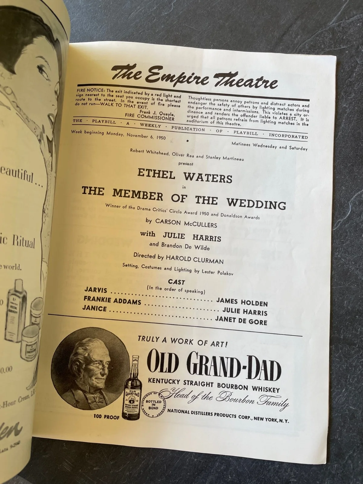 Ethel Waters — Nov 10 1950 ETHEL WATERS Signed Playbill + Ticket Stub THE MEMBER OF THE WEDDING, изображение 4