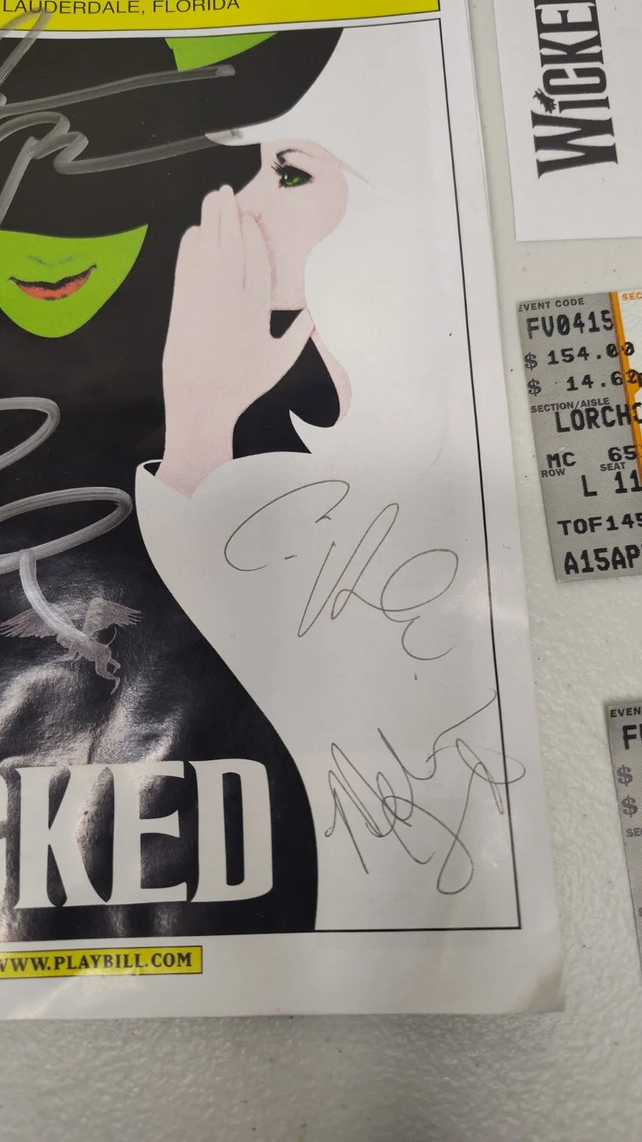 Wicked Cast Hand Signed Autographed Playbill +Tickets, image 2
