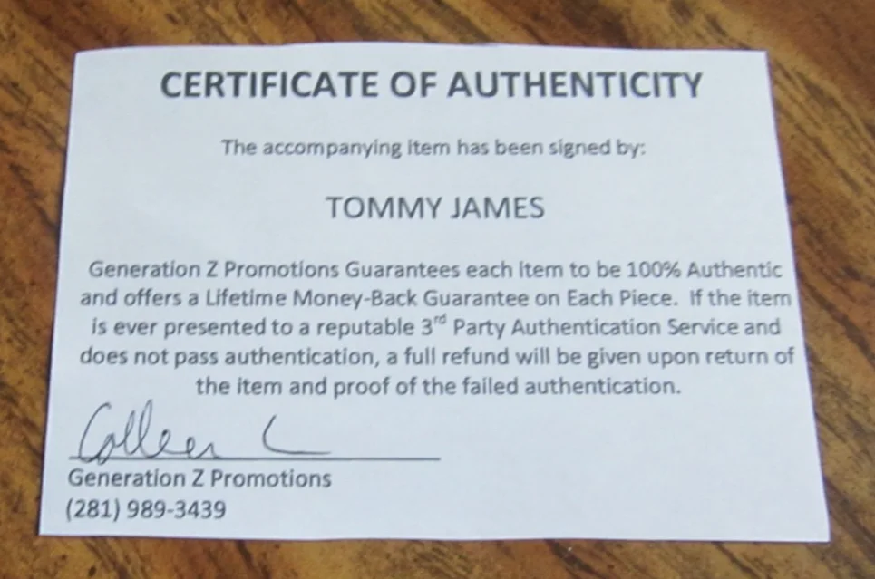 Tommy James Musician Autographed 8.5X10 Photo "The Shondells" "Mony Mony", изображение 3