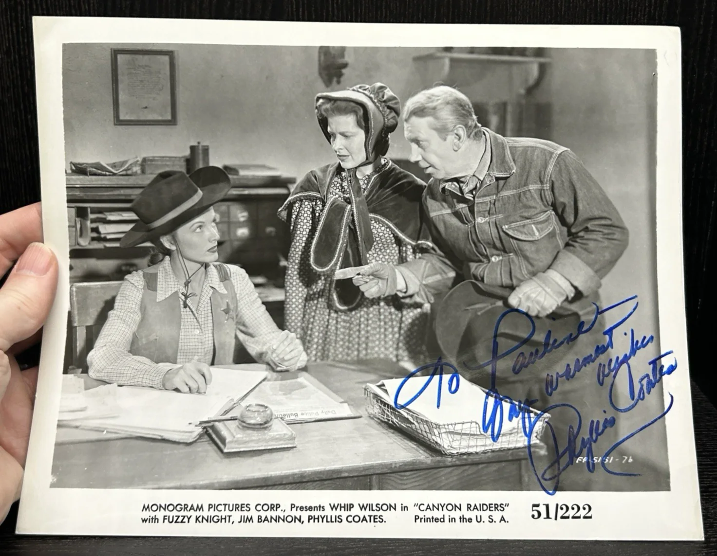Phyllis Coates — PHYLLIS COATES ORIG SIGNED VINTAGE PHOTO Autograph JSA CANYON RAIDERS, SUPERMAN, image 3