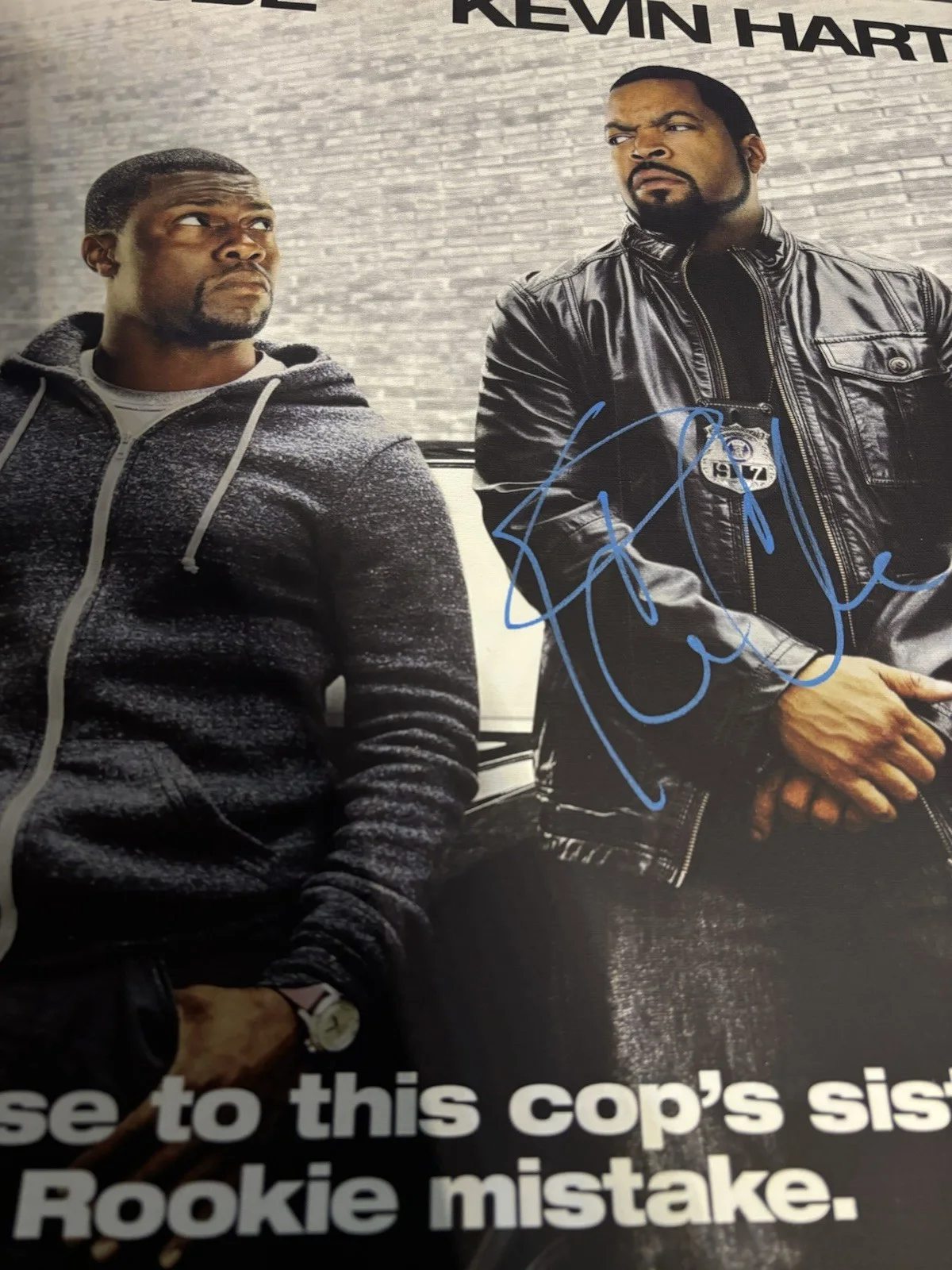 Ice Cube & Kevin Hart Dual Signed 16x20 Beckett COA Wooden Canvas Ride Along, image 3