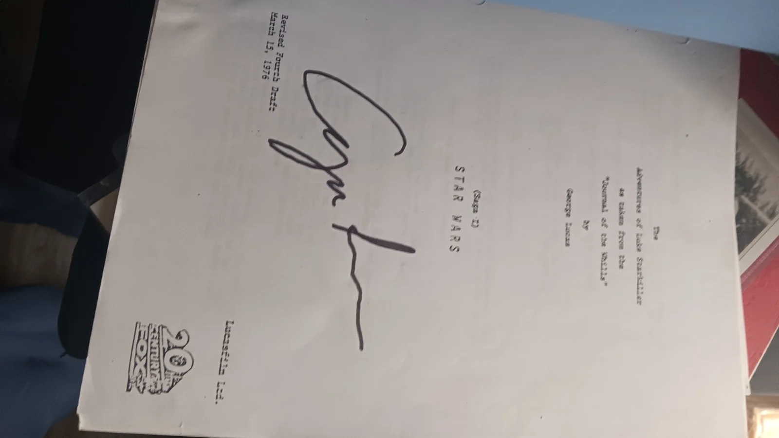 George Lucas — George Lucas Signed Original Star Wars Script Page Dated March 15, 1976