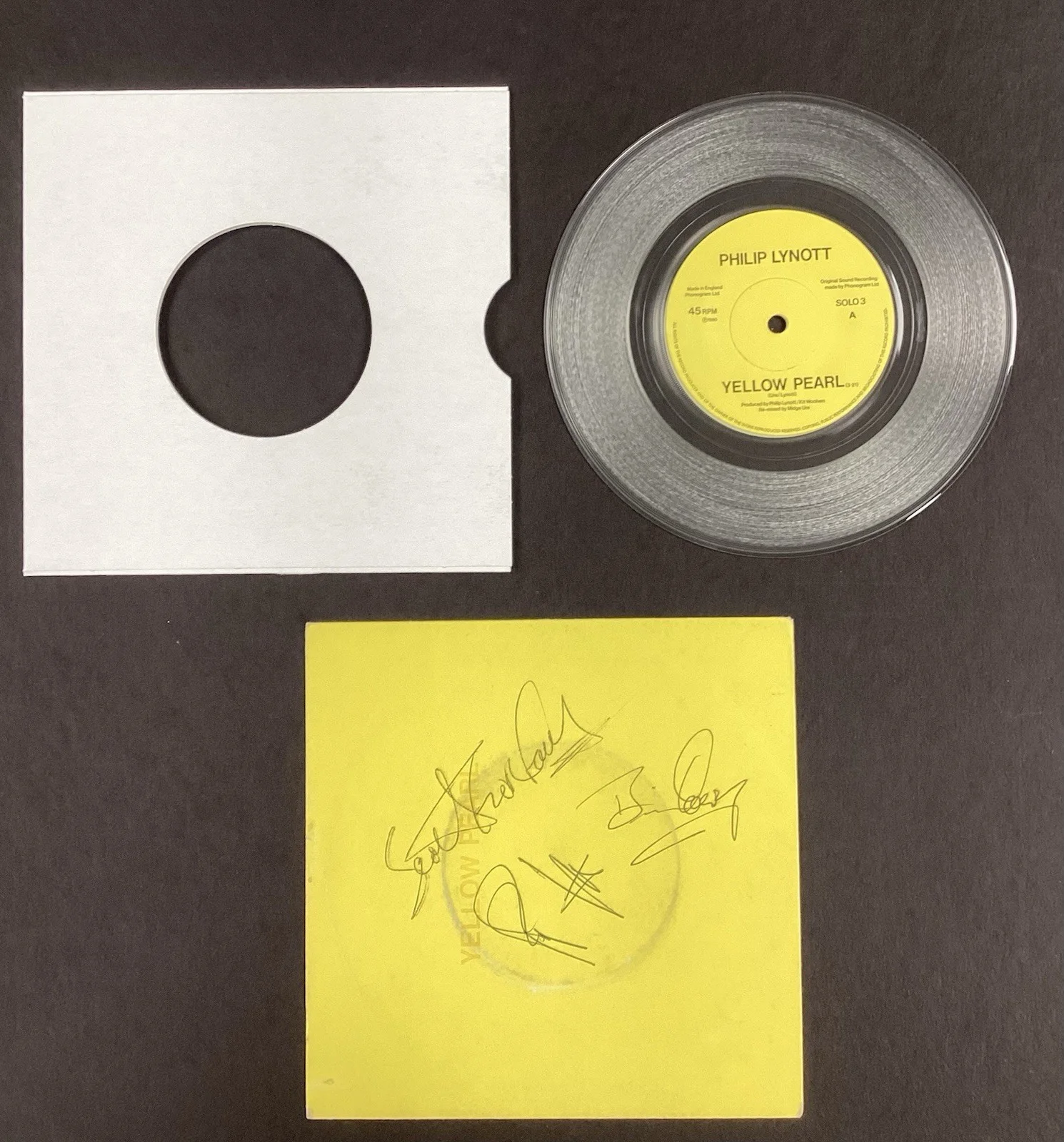 Thin Lizzy Signed Album Cover 1st Press Yellow Pearl Phil Lynott Auto +2 PSA/DNA, изображение 2