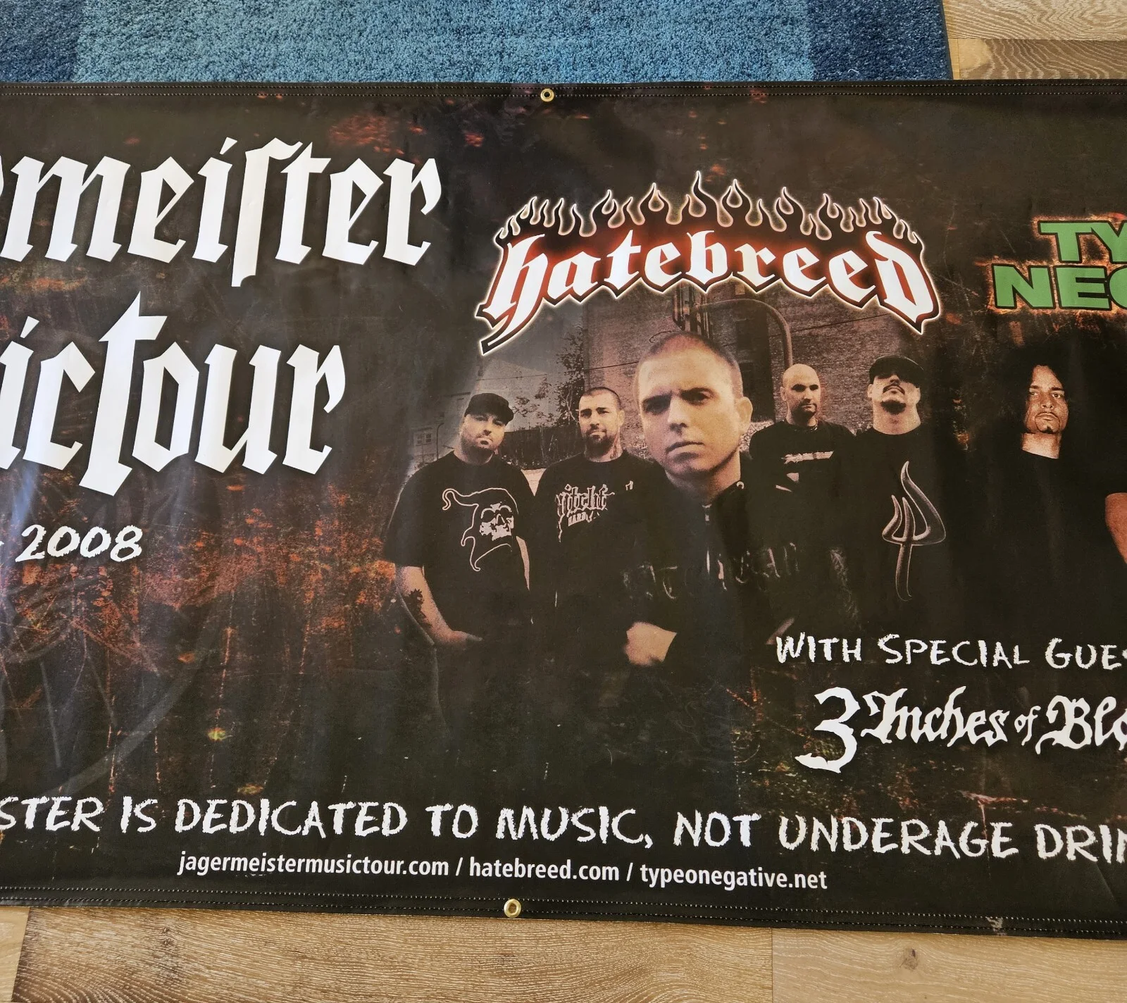 2008 Jaegermeister Music Tour Banner Poster Hatebreed Type O Negative 112" x 48", image 4