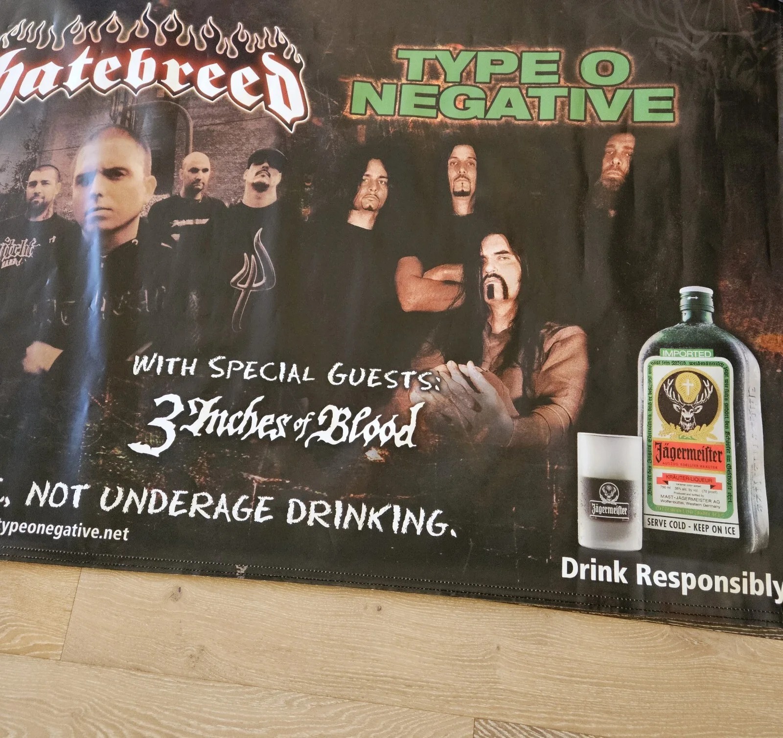2008 Jaegermeister Music Tour Banner Poster Hatebreed Type O Negative 112" x 48", image 5