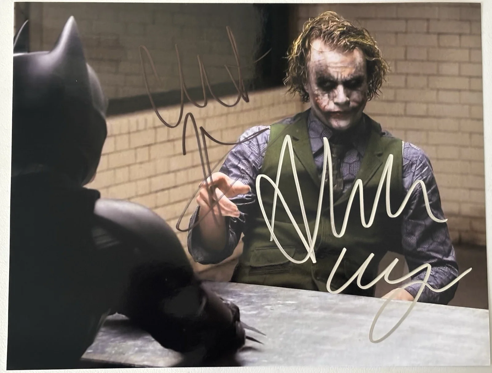 Christian Bale and Heath Ledger — Christian Bale and Heath Ledger Signed Photo, 8.5x11 with COA, The Dark Knight
