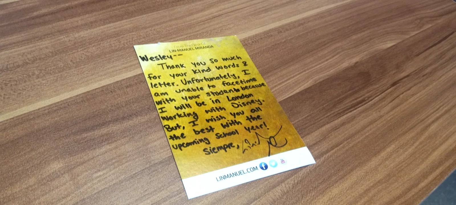 Personally Signed LIN MANUEL MIRANDA SIGNED Correpsondence Hamilton Letter, image 3