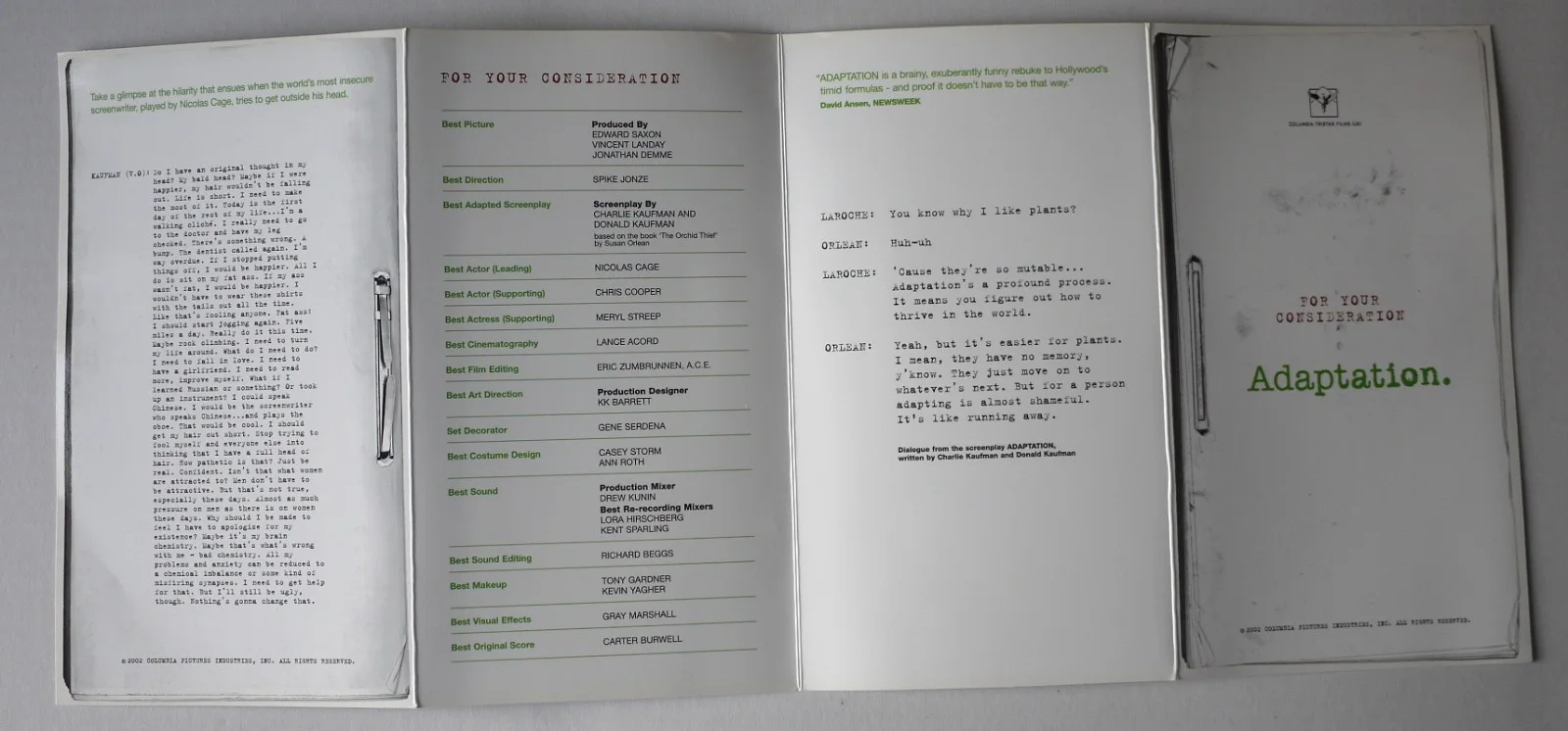 Adaptation Film Movie Promotional Brochure, image 3