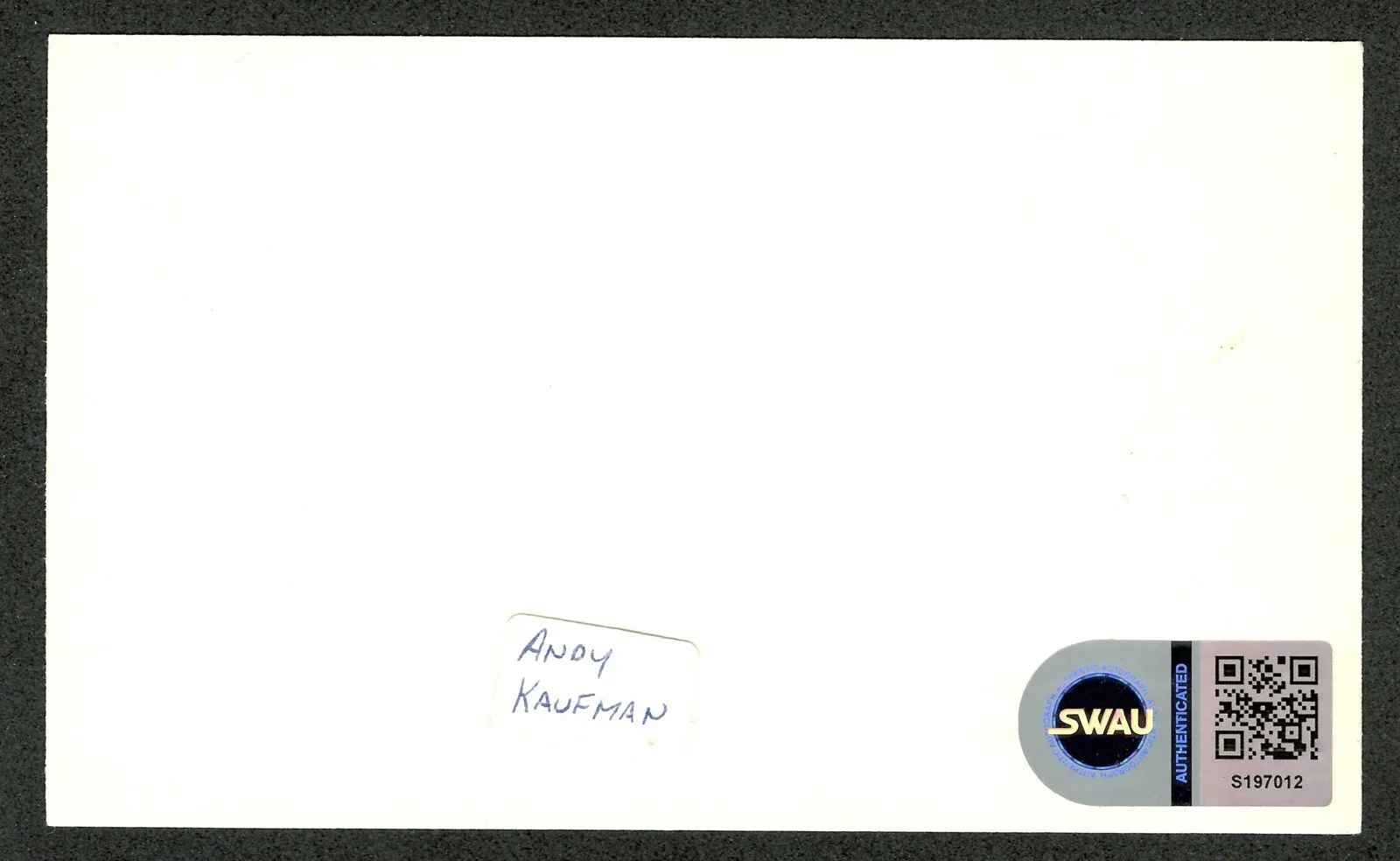 Andy Kaufman Signed Autographed 3x5 Card SWAU Authenticated Taxi SNL Comedian, изображение 2