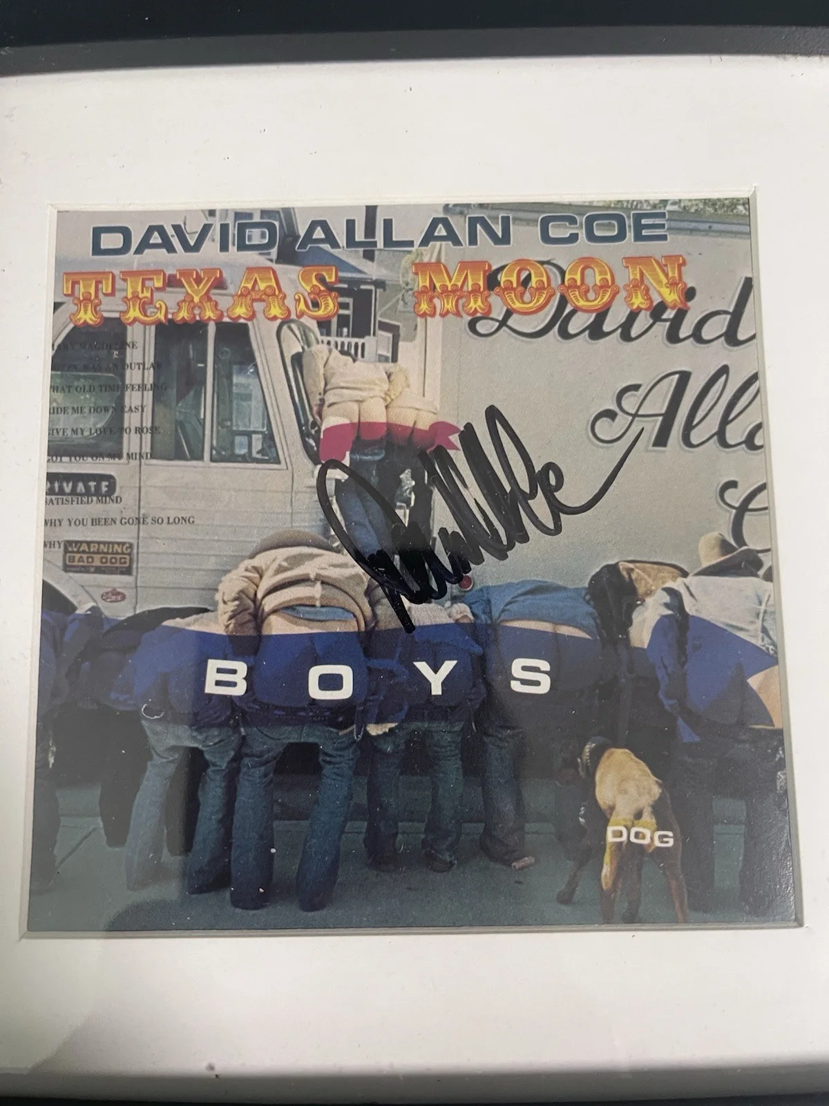 Rare David Allen Coe Texas Moon Autographed CD Framed Nice, image 3