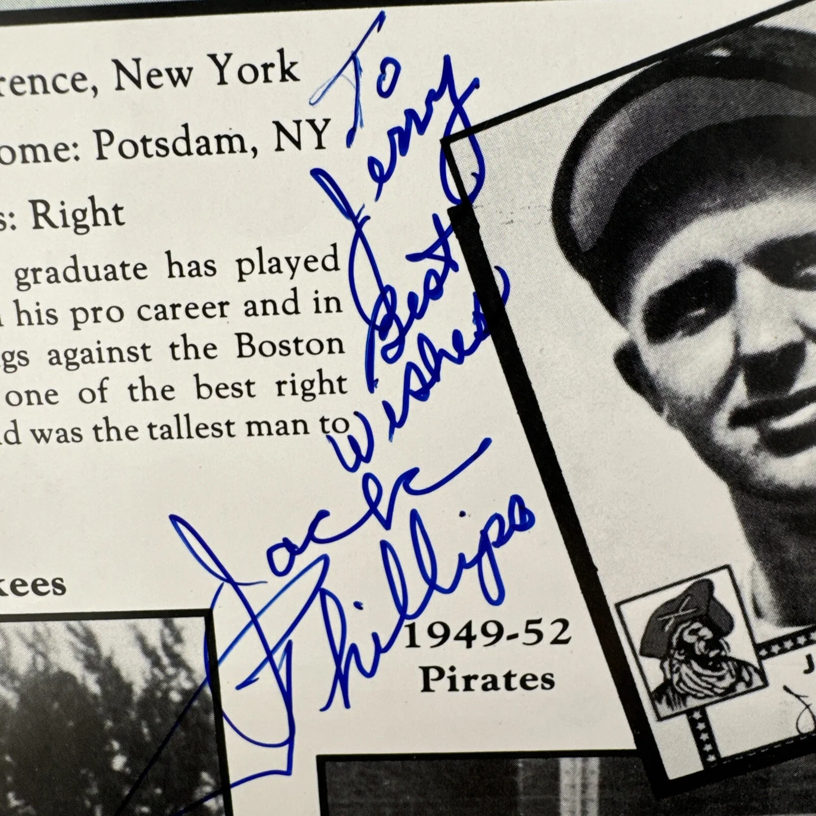 Jack D. “STRETCH” Phillips Personally Autographed Photo, image 2