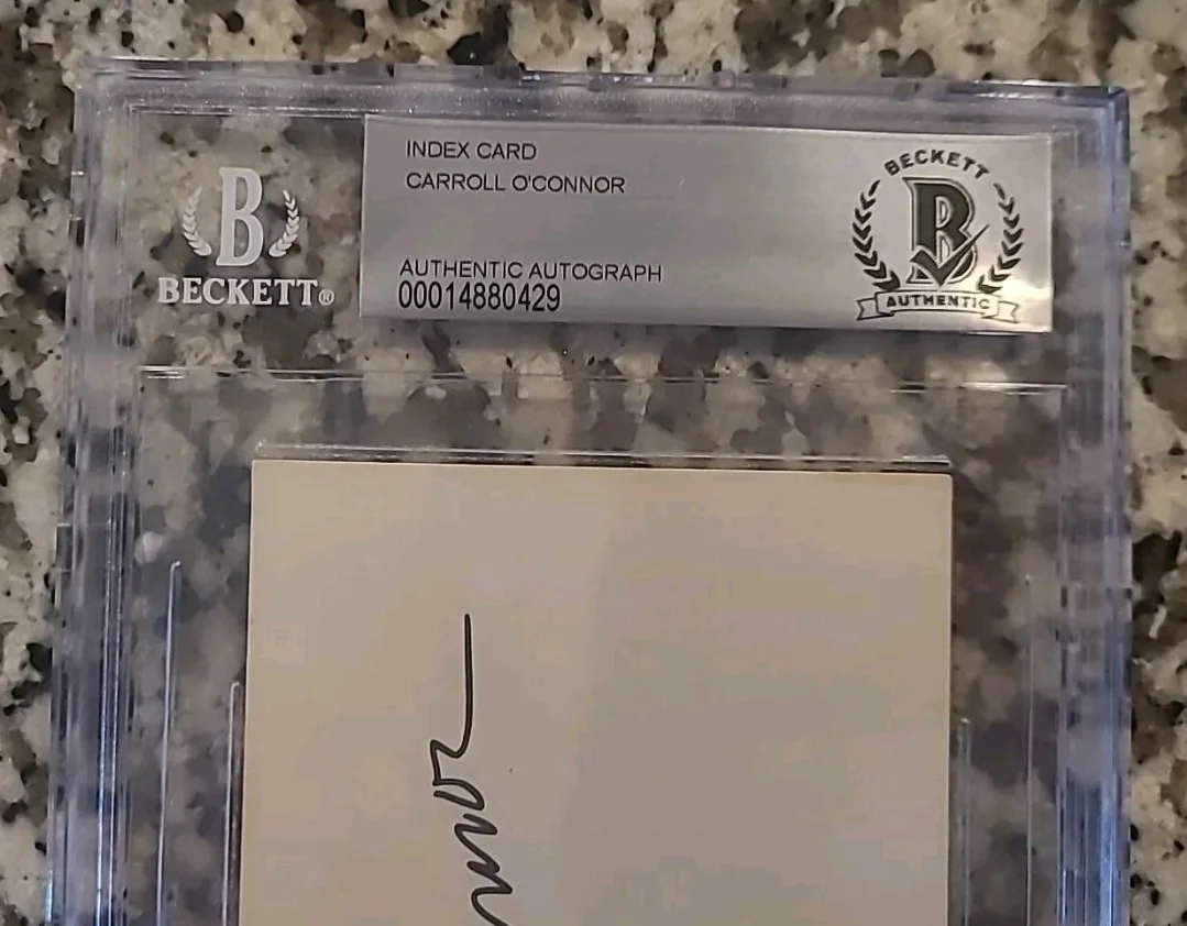 Carroll O'Connor Autographed Index Card Beckett Certified, image 2