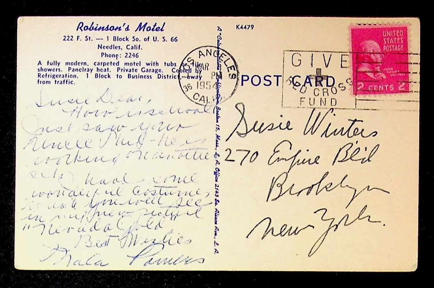 Mala Powers — Mala Powers Signed Postcard 1954 Autograph Yellow Mountain Film Tie-In, изображение 2
