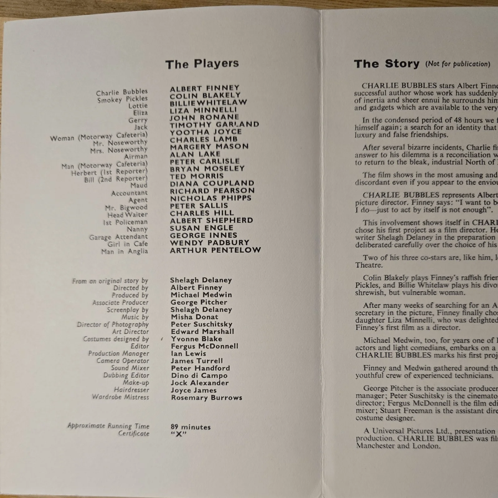 CHARLIE BUBBLES 1967 UK press booklet Albert Finney Liza Minnelli Colin Blakely, изображение 2