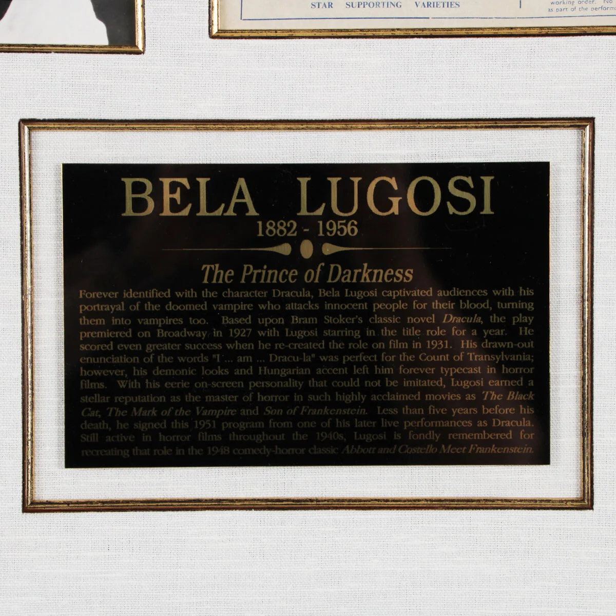 Bela Lugosi Signed Program Display - COA JSA, изображение 5