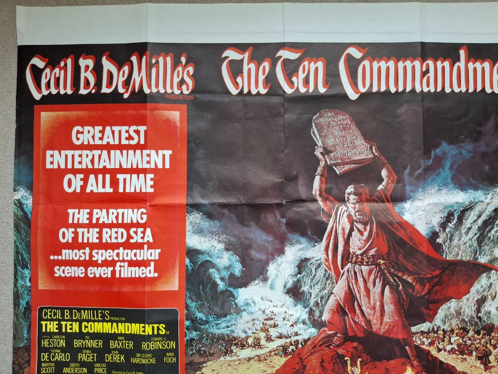 The Ten Commandments Rare & Original Film Cinema Movie Quad Poster Re-Release, изображение 3