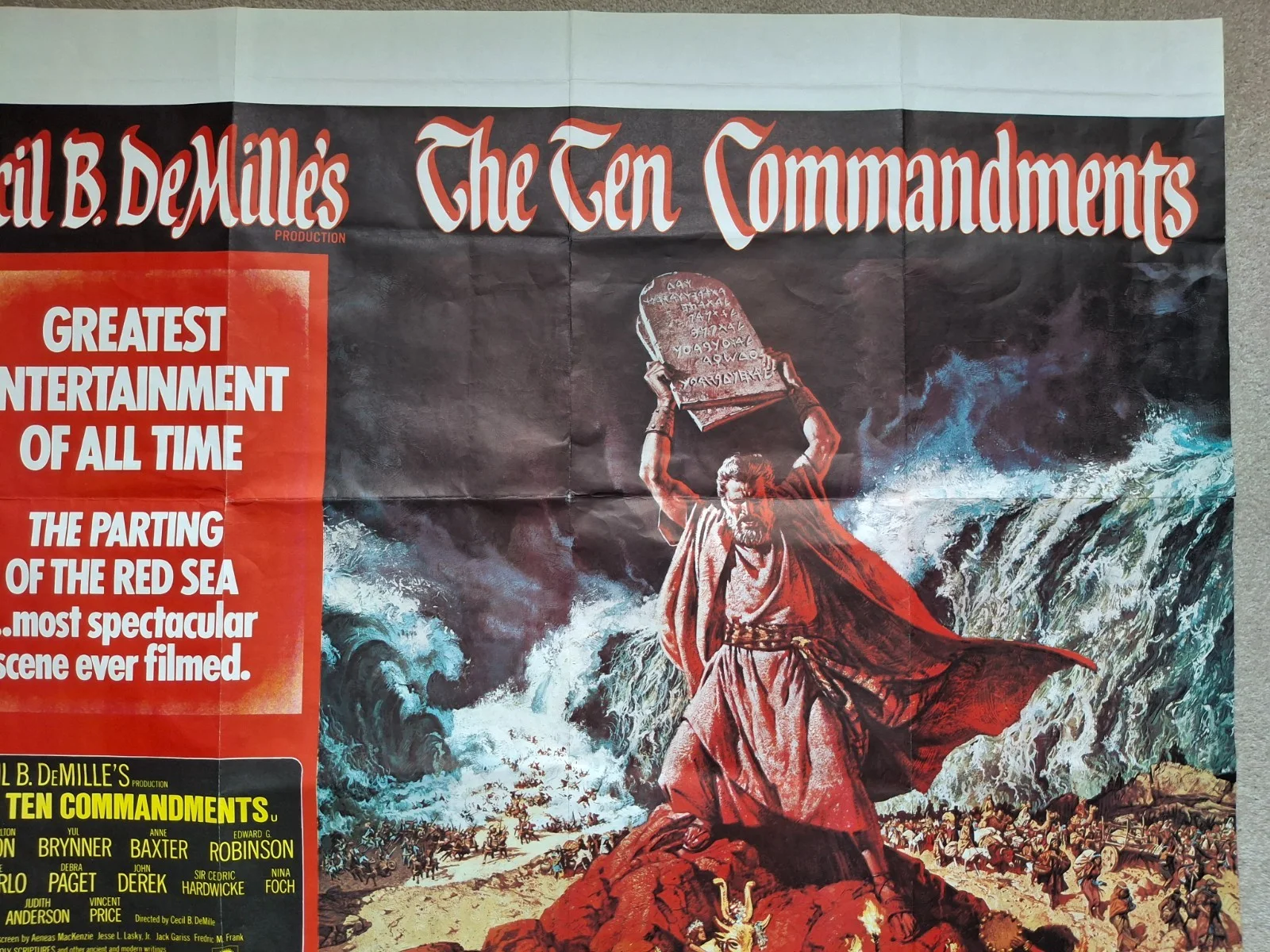 The Ten Commandments Rare & Original Film Cinema Movie Quad Poster Re-Release, изображение 4