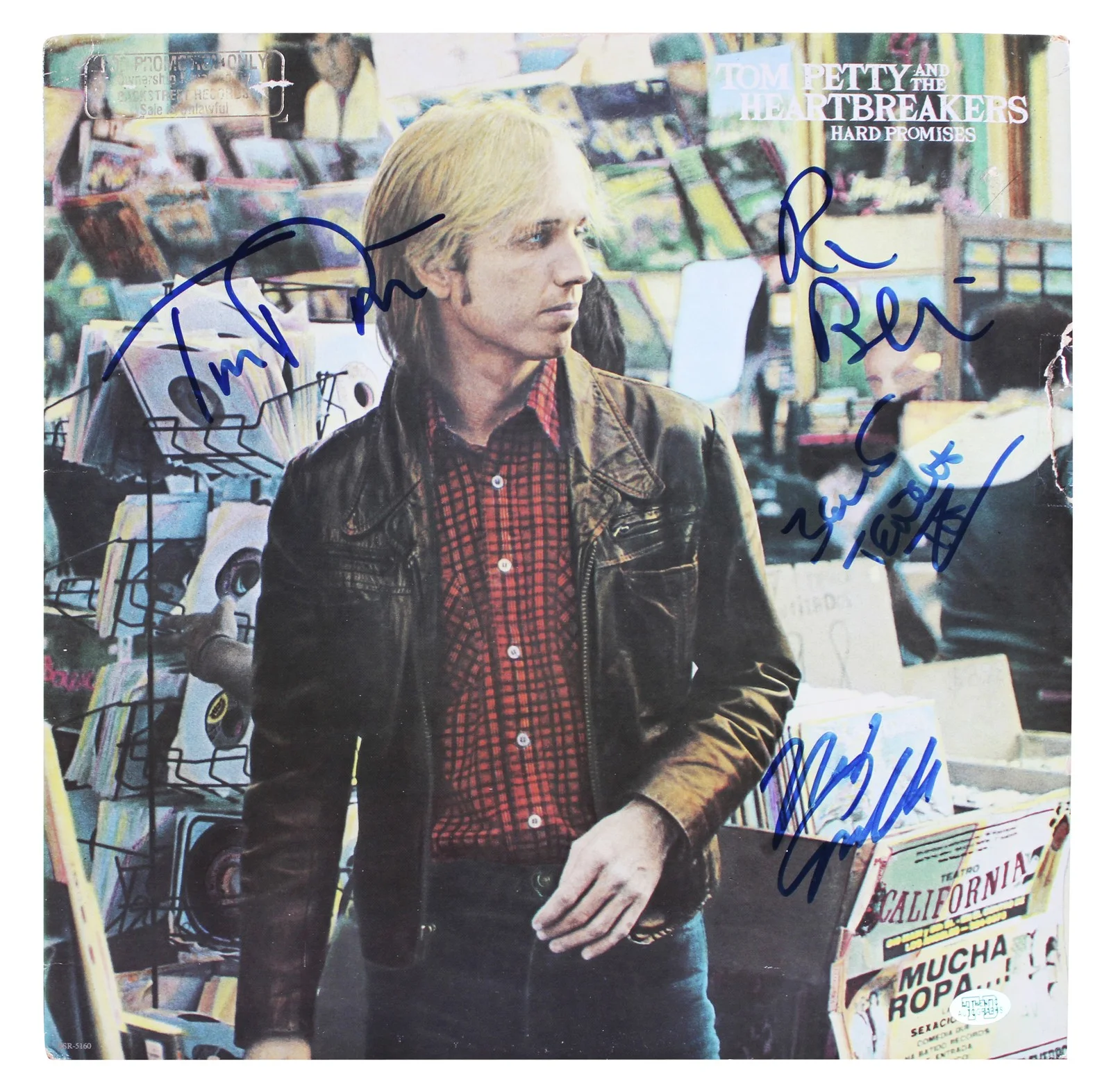 Tom Petty, Ron Blair, Mike Campbell, Benmont Tench — (4) Tom Petty and the Heartbreakers Signed Hard Promises Album Cover JSA LOA, image 2