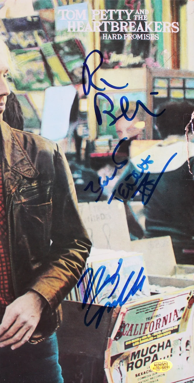 Tom Petty, Ron Blair, Mike Campbell, Benmont Tench — (4) Tom Petty and the Heartbreakers Signed Hard Promises Album Cover JSA LOA, image 4