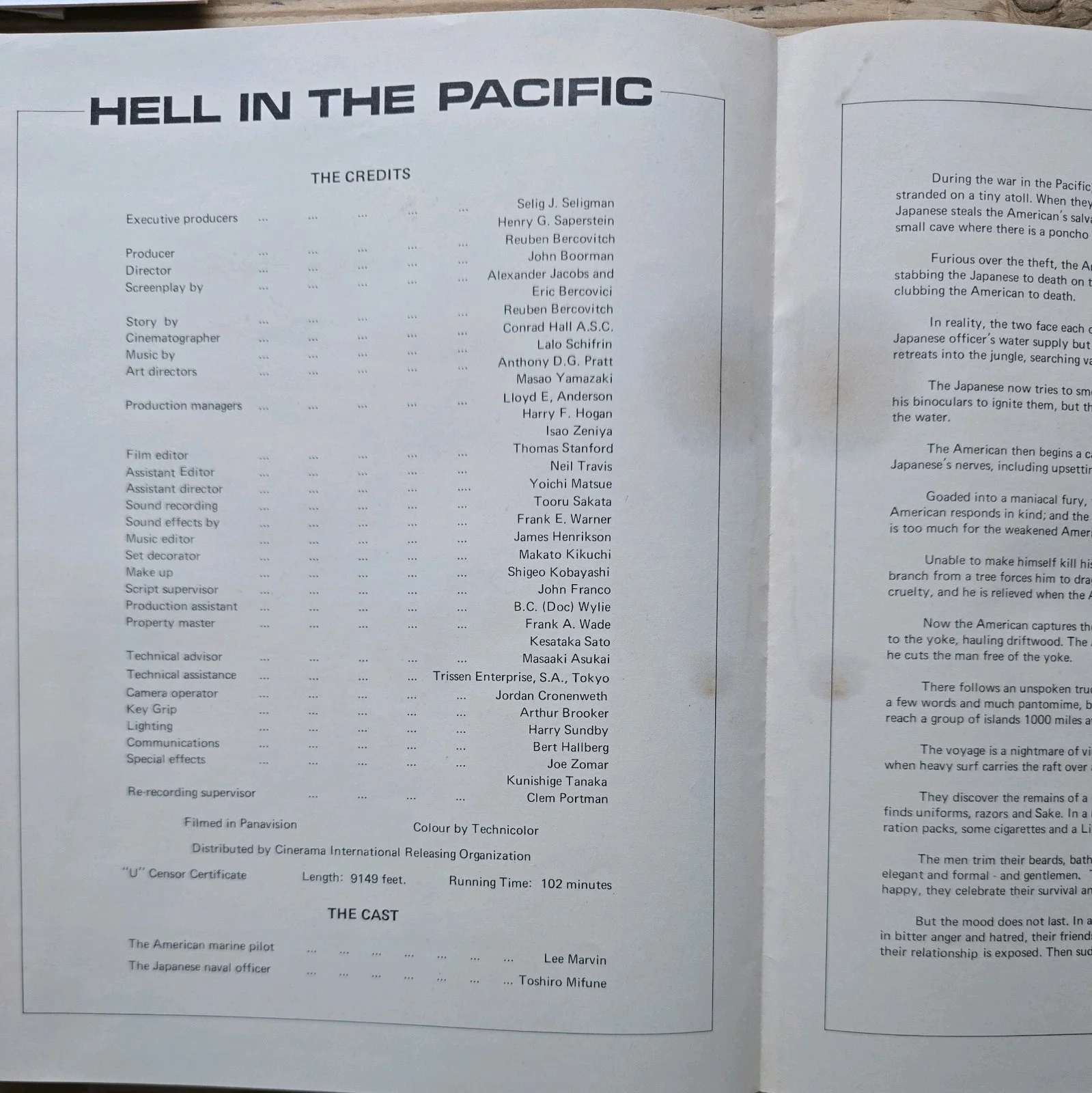 HELL IN THE PACIFIC press book 1968 Cinerama Lee Marvin Toshiro Mifune, изображение 2