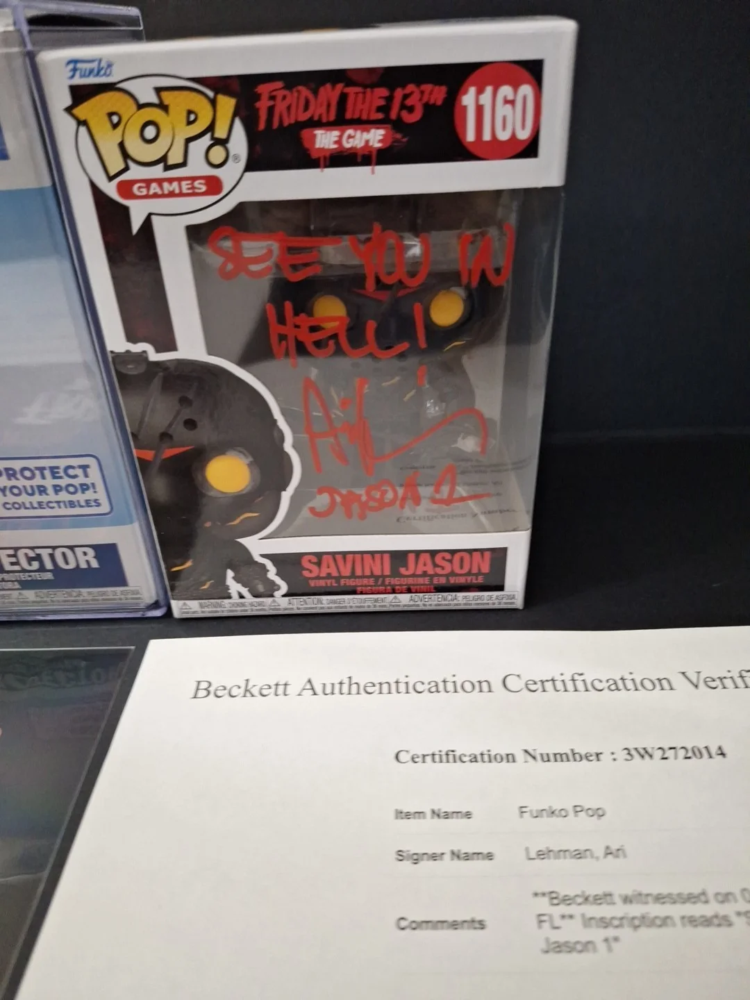 ARI LEHMAN — ARI LEHMAN SIGNED INSCRIBED FUNKO POP #1160 FRIDAY THE 13th THE GAME BECKETT-COA, image 2