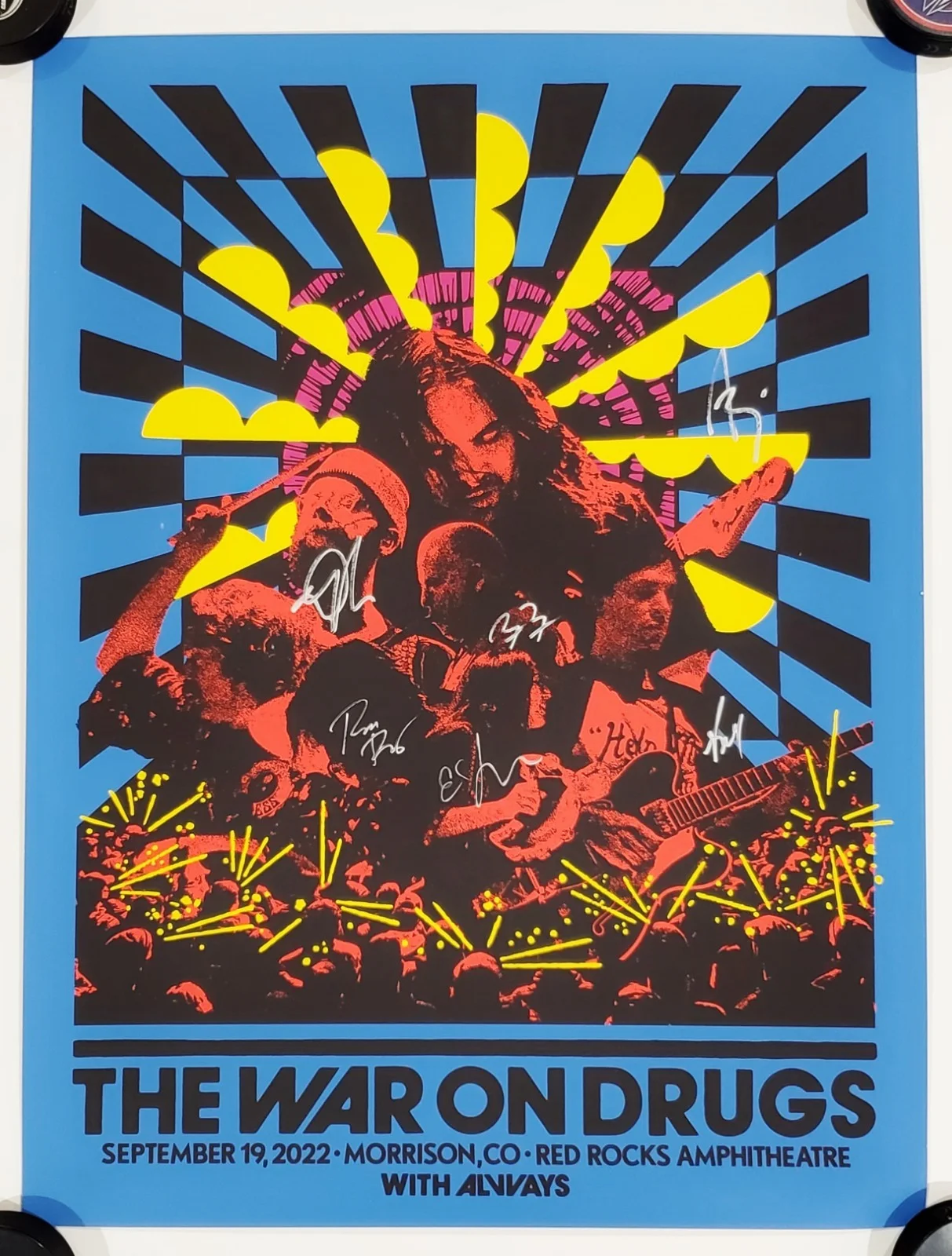 WAR ON DRUGS BAND SIGNED RED ROCKS CONCERT TOUR POSTER W/ JSA CERT, image 2