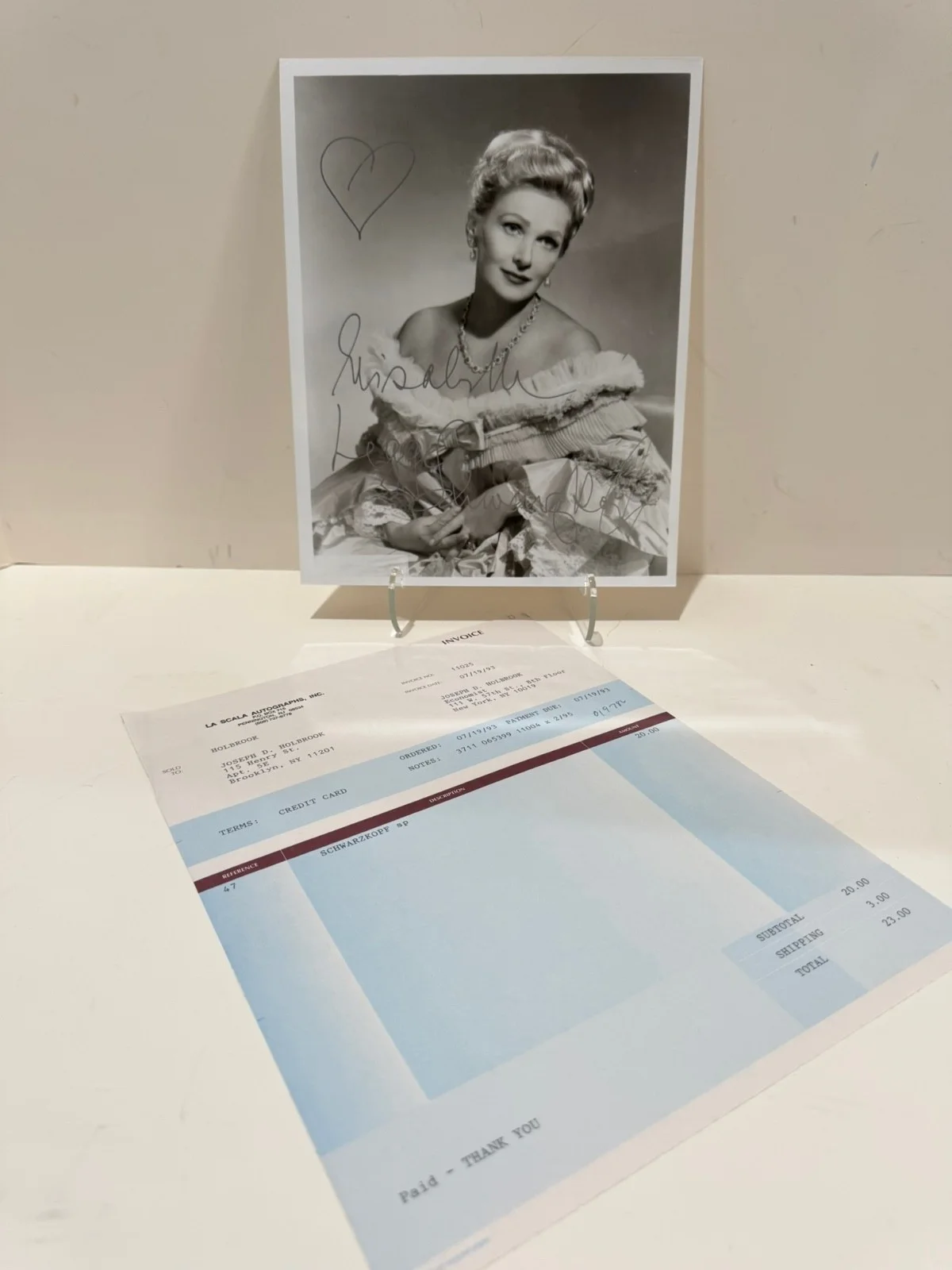 Elisabeth Schwarzkopf Signed 8x10 Photo with La Scala Autographs Invoice Provena, image 5