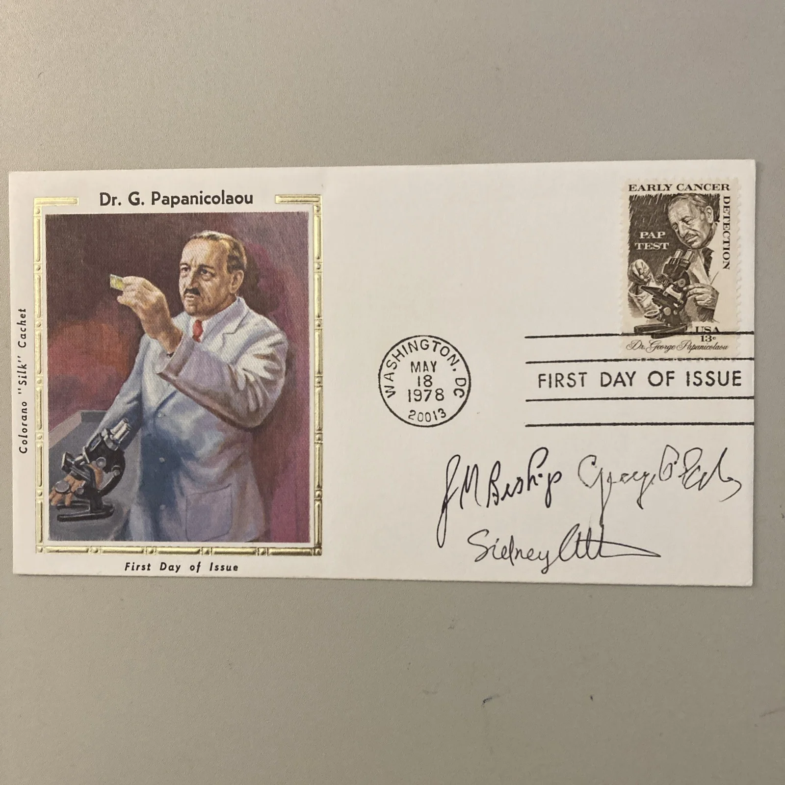 Sidney Altman & J.Michael Bishop Nobel prize signed F.D.C with another Prize Wnr, изображение 2