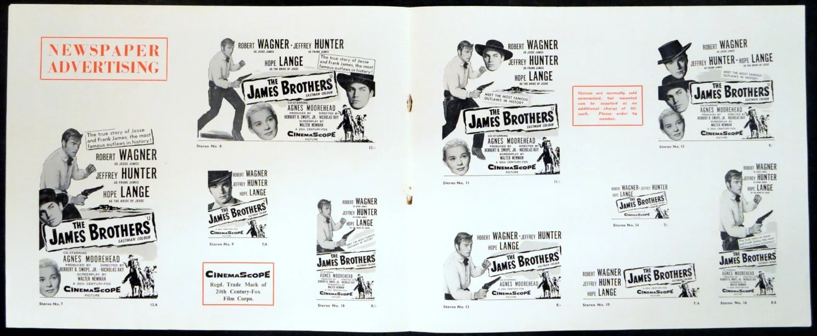 JAMES BROTHERS 1957 Robert Wagner Jeffrey Hunter UK CAMPAIGN BOOK, изображение 2