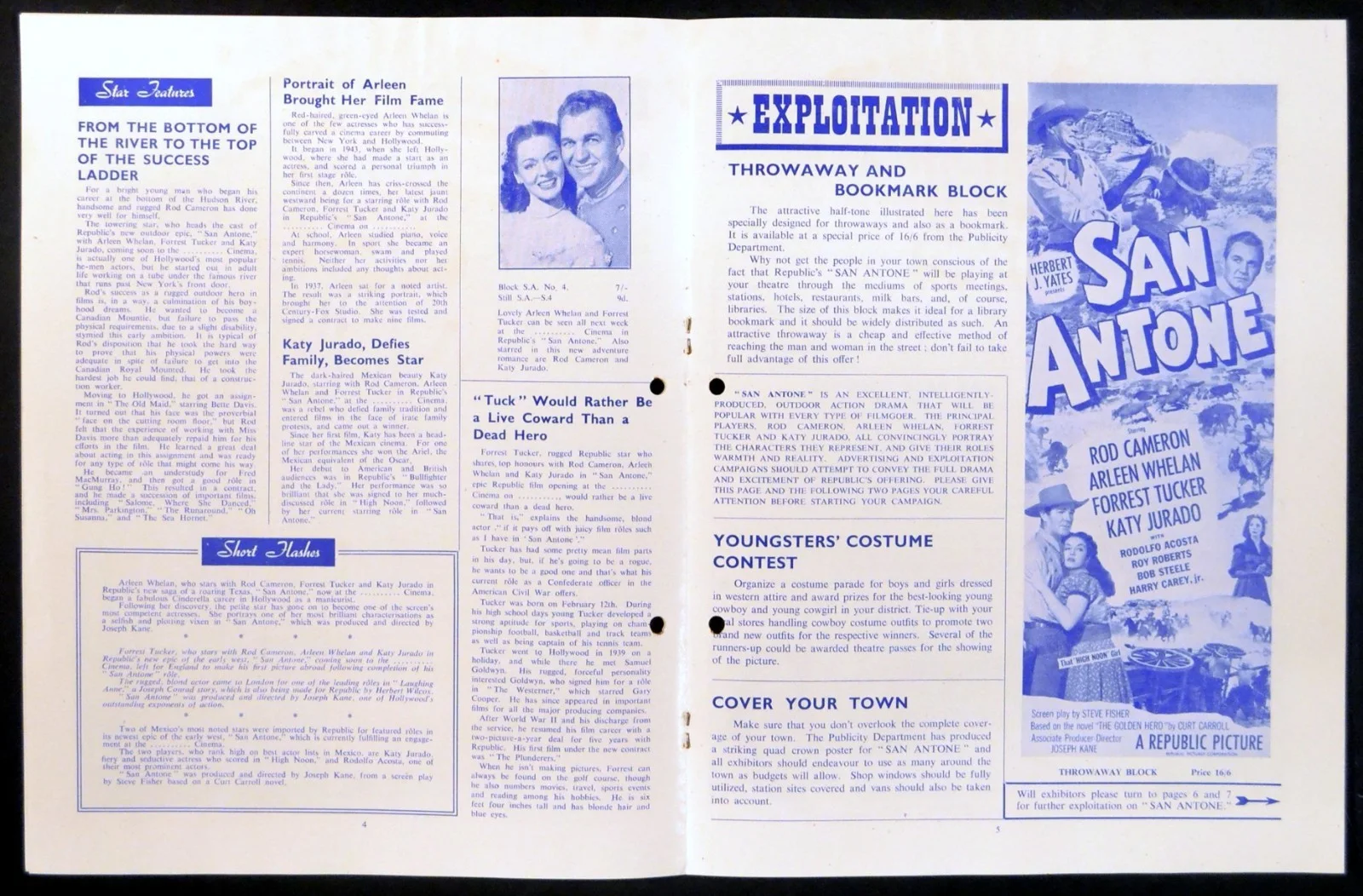 SAN ANTONE 1953 Rod Cameron, Arleen Whelan, Forrest Tucker UK CAMPAIGN BOOK, image 3